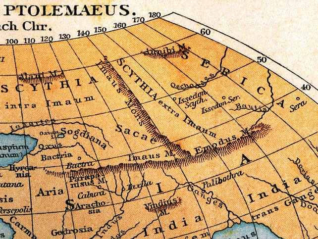 Рис. 1. Вырезка из карты К. Птолемея, 150 год н.э.